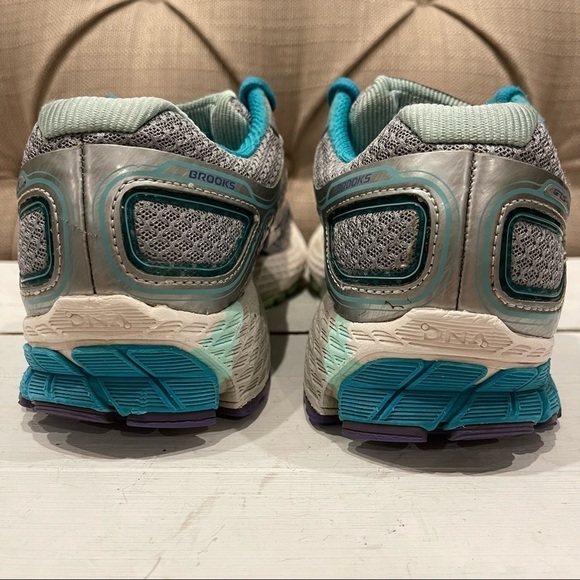 Brooks GTS 16th Edition FlexTra Sole sneaker Sz 7 Silver/Turquoises - Picture 10 of 10